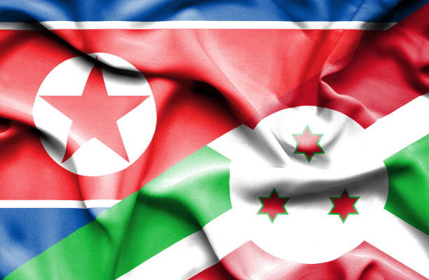 istock Waving flag of Burundi and North Korea 668983202