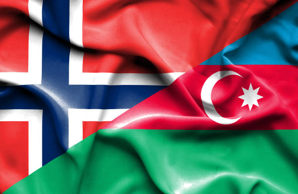 istock Waving flag of Azerbajan and Norway 668984802