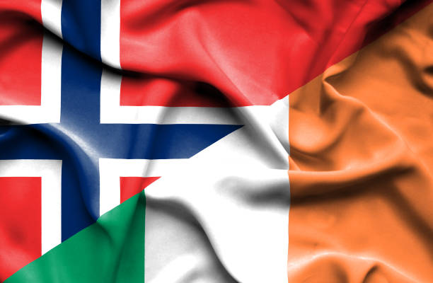 istock Waving flag of Ireland and Norway 668985614