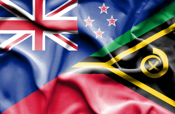 istock Waving flag of Vanuatu and New Zealand 668986362
