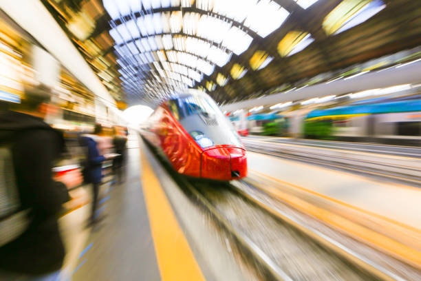 fast train - travel passenger milan italy italy imagens e fotografias de stock