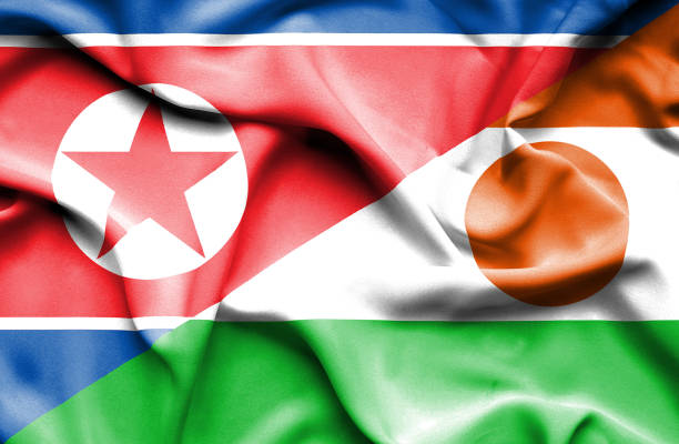 istock Waving flag of Niger and North Korea 668989398