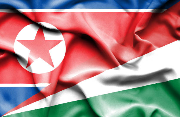 istock Waving flag of Seychelles and North Korea 668989464