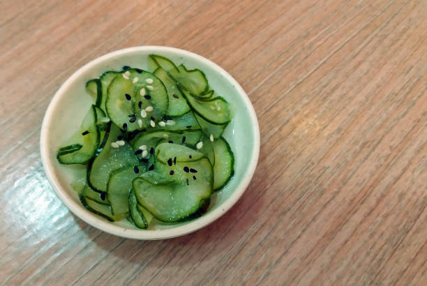 Sunomono salad Japanese salad of fresh and thin cucumber slices sunomono stock pictures, royalty-free photos & images