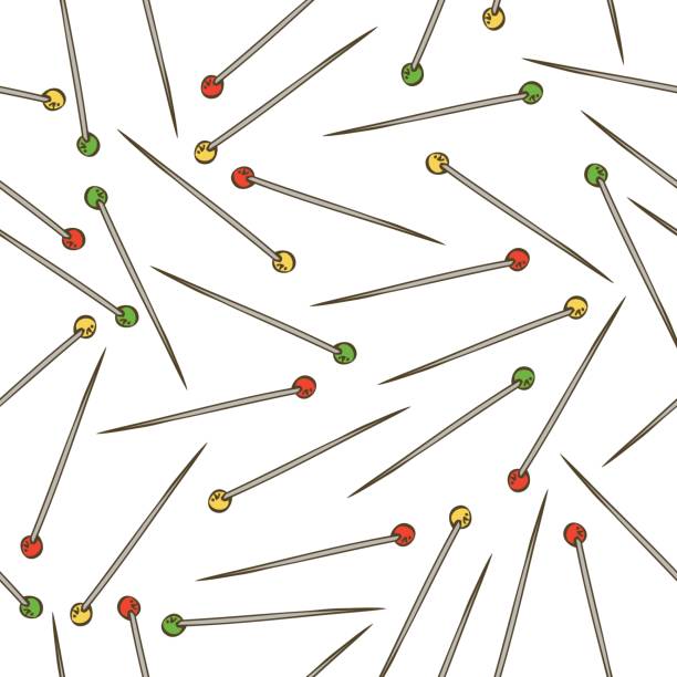 핀이 있는 완벽 한 패턴 - sewing needlecraft product needle backgrounds stock illustrations