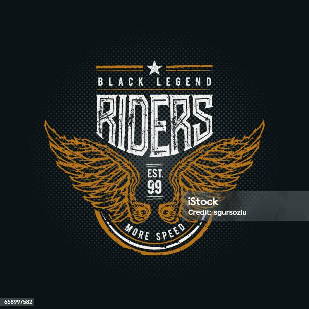 Conception Typographique Black Legend Riders Vecteurs libres de droits et plus d'images vectorielles de Moto - Moto, Motard, Design