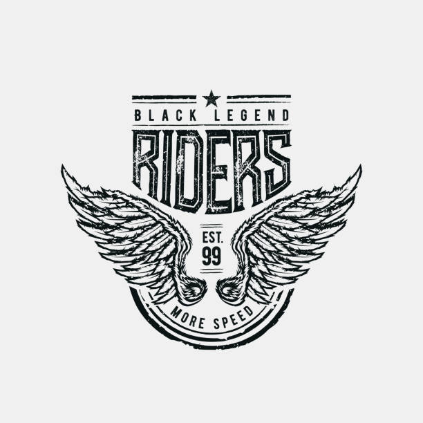 Black Legend Riders typographic design Black Legend Riders typographic design for t-shirt print. Global flat colors. Layered vector illustration. spotted eagle stock illustrations