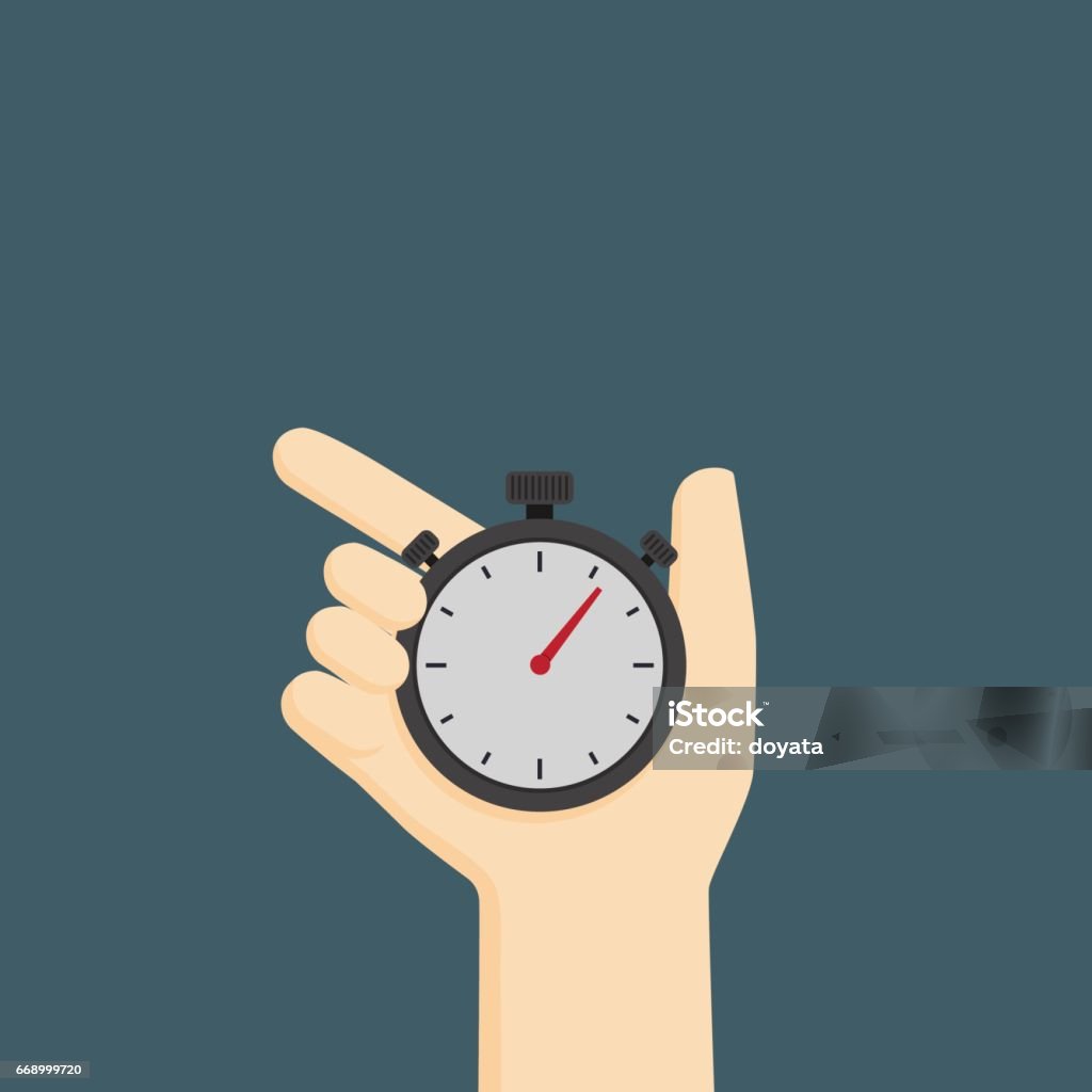 Time control illustration, hand holding analog stopwatch people hand holding analog stopwatch illustration Stopwatch stock vector