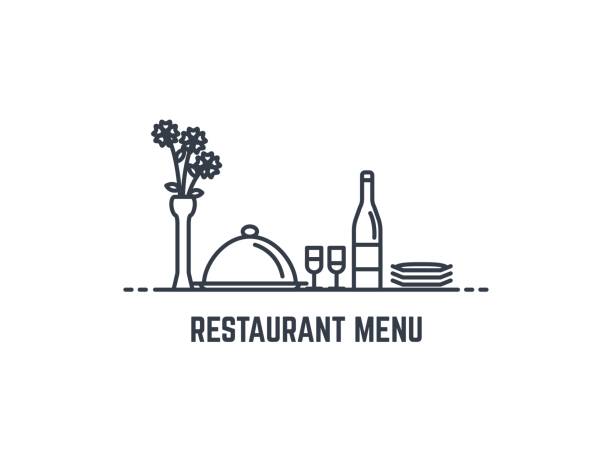 ilustrações de stock, clip art, desenhos animados e ícones de restaurant menu banner - restaurant wine table table for two
