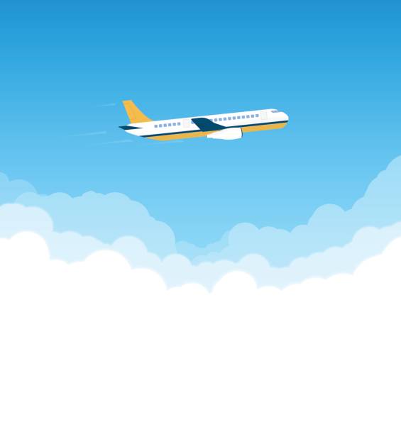 ilustrações de stock, clip art, desenhos animados e ícones de plane in the sky - voar ilustrações