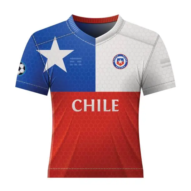 Vector illustration of Soccer shirt in colors of chilean flag