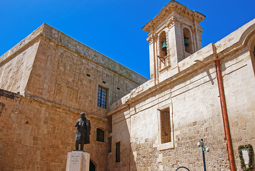 Statue Von Großmeister Jean De Valette Valletta Auf Malta Stockfoto und