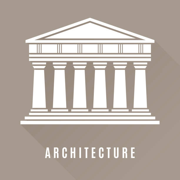 ilustrações, clipart, desenhos animados e ícones de ícone de templo grego de arquitetura - column greek culture roman architecture