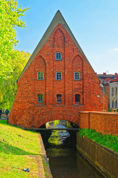 Gdansk, Poland - May 8, 2014: Little Brick Mill and people in Gdansk, Poland
