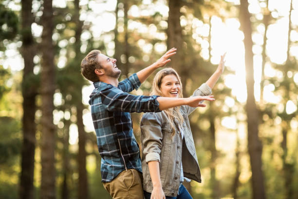 istock Smiling happy couple dancing 669029494