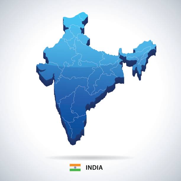 12 - India map - 3D 10 India map and flag - highly detailed vector illustration assam stock illustrations