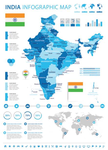 13 - индия карта - 4b инфографика 10 - india capital cities new delhi map stock illustrations