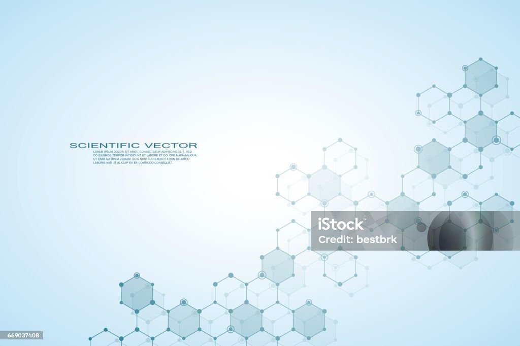 Hexagonal structure molecule dna of neurons system, genetic and chemical compounds, medical or scientific background for banner or flyer, vector illustration Hexagonal structure molecule dna of neurons system, genetic and chemical compounds, medical or scientific background for banner or flyer, vector illustration. Biotechnology stock vector