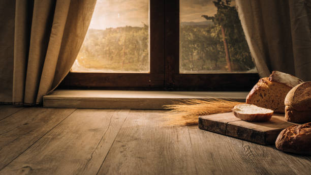 morning in the countryside - country bread imagens e fotografias de stock