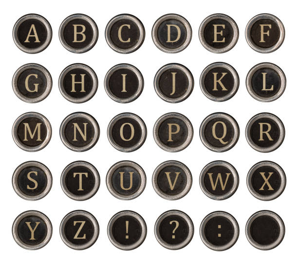 conjunto de teclas de máquina de escribir - typewriter letter o old typewriter key fotografías e imágenes de stock