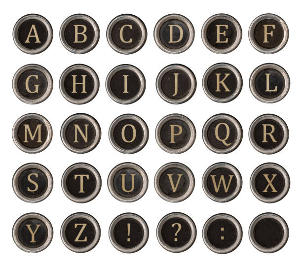 Set of old typewriter keys Set of old typewriter keys with alphabet on it isolated on white background typewriter keyboard stock pictures, royalty-free photos & images