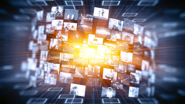 istock Media concept video wall with small screens 669057948