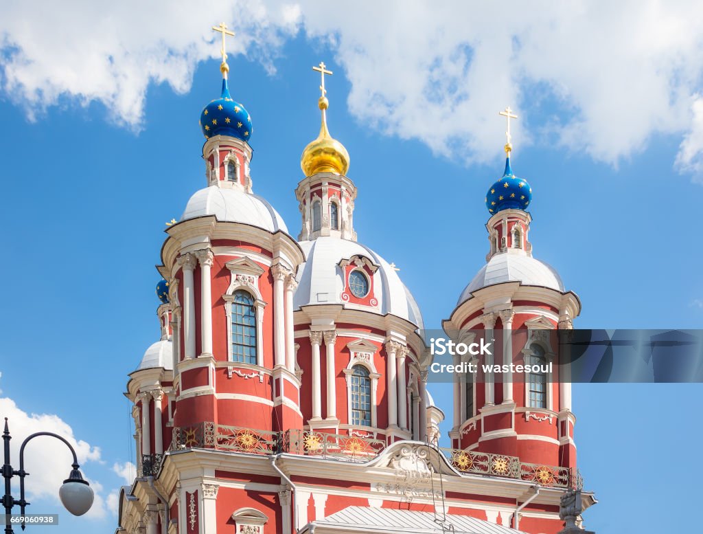 The church of Saint Clement of Rome in Moscow Close up view of the baroque church of Saint Clement of Rome in Moscow Ancient Stock Photo