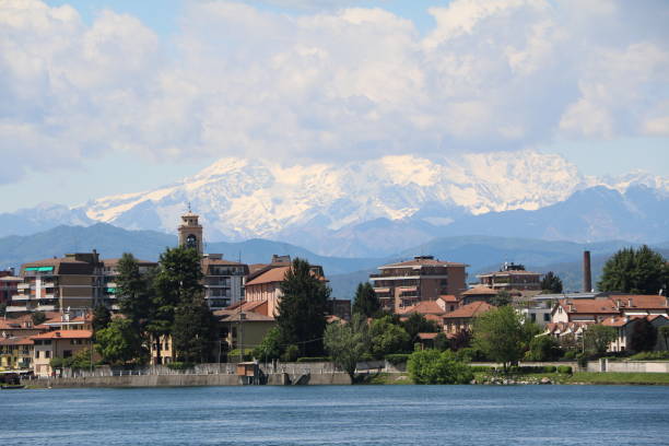 istock Sesto Calende and Alps panoramic view from the River Ticino, Italy 669063992