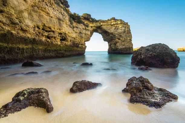 istock Slow motion blur Algarve coast and cliffs,Portugal 669064528