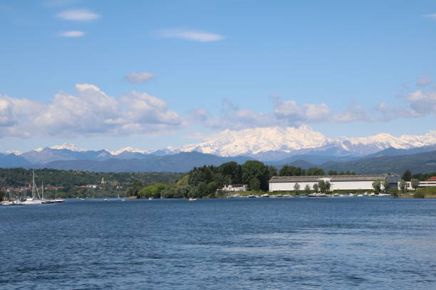 istock Sesto Calende and Alps panoramic view from the River Ticino, Italy 669071210