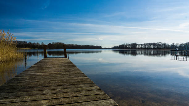 istock calm lake with landing stage landscape 669081692