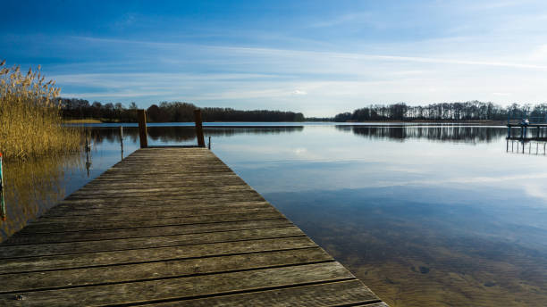 istock calm lake with landing stage landscape 669082254