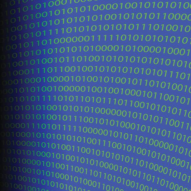 Binary Computer Code Binary Computer Code Isolared on Blue Background. barcode printer stock illustrations