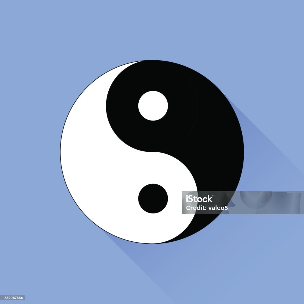 Yin Yang Symbol Yin Yang Symbol of  of Harmony and Balance Isolated on Blue Background. Yin Yang Symbol stock vector