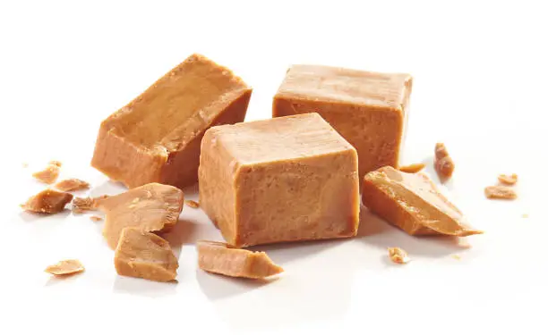 Photo of pieces of caramel candies