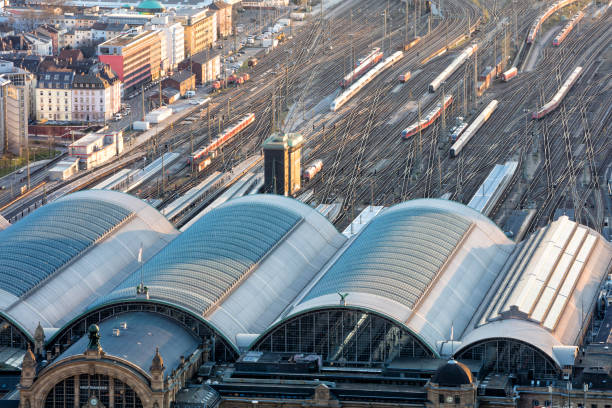 Frankfurt am Main, aerial view of central station, Germany
