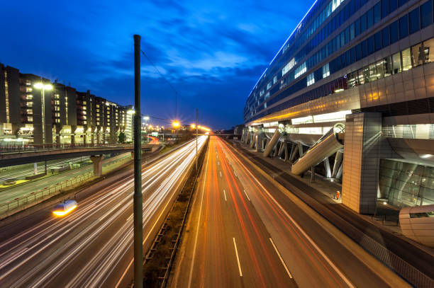 istock Heavy Traffic on Urban Highway at Dusk, Frankfurt, Germany 669098232