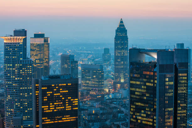 'Frankfurt Skyscrapers at Dusk, Germany stock photo
