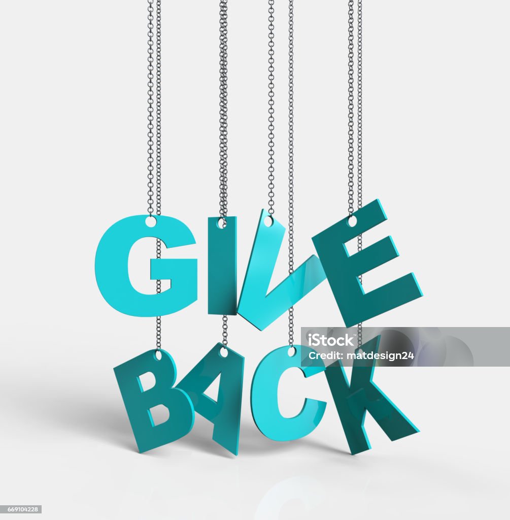 Give Back hanging on chain Giving Stock Photo