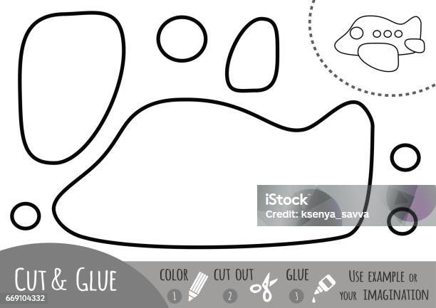 Education Paper Game For Children Airplane Stock Illustration - Download Image Now - Airplane, Appliqué, Black And White