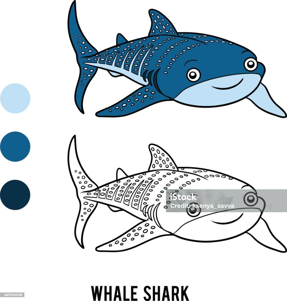 Coloring book, Whale shark Coloring book for children, Whale shark Shark stock vector