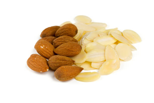 istock sliced almond isolated on white 669106562