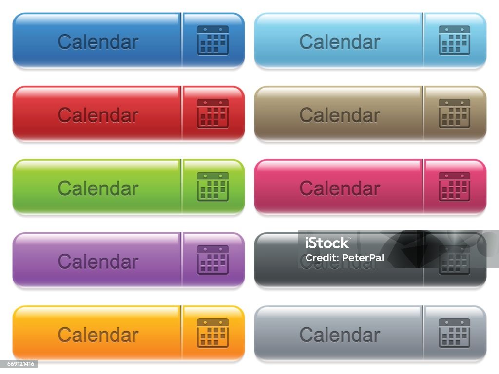Mini Calendar Button Hanging Calendar Captioned Menu Button Set Stock Illustration ...
