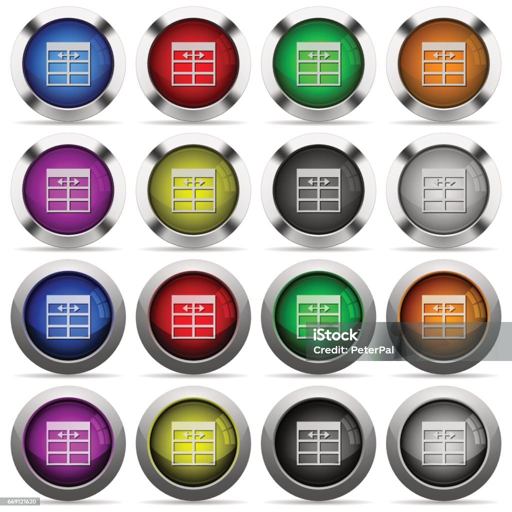 Table Column Buttons Spreadsheet Adjust Table Column Width Glossy Button Set Stock ...