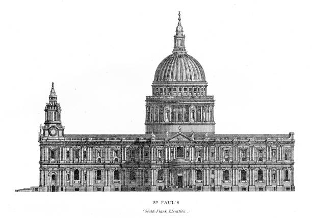 ilustrações, clipart, desenhos animados e ícones de catedral de são paulo, gravura de 1878 - catedral de são paulo londres