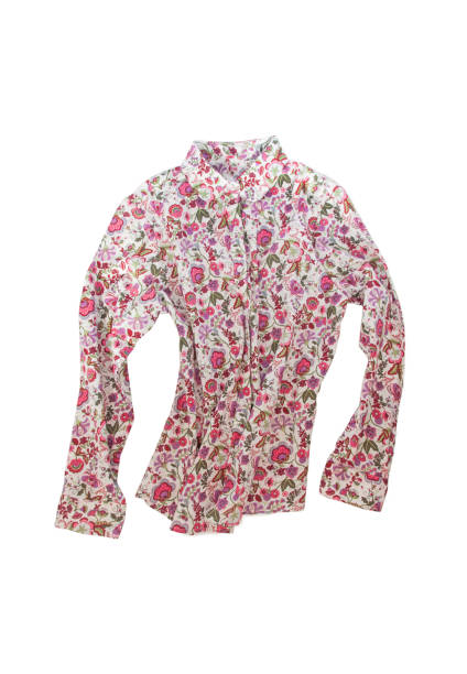 istock Female shirt, blouse with bright floral pattern, isolated on white background 669139410