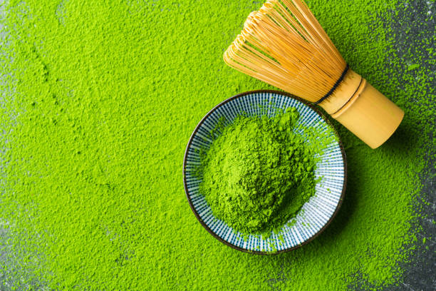 organic green matcha tea - matcha tee stock-fotos und bilder