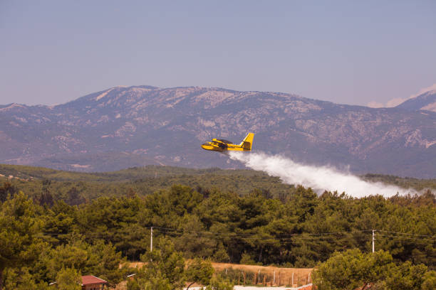 istock Air tanker extinguishing a forest fire 669147198