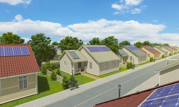 istock Detached Houses with Solar Panels 669149776