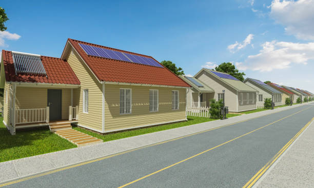 istock Detached Houses with Solar Panels 669150530